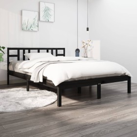 Estructura de cama madera maciza negra King Size 150x200 cm de vidaXL, Camas y somieres - Ref: Foro24-3105414, Precio: 176,99...