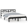 Black solid wood bed frame King Size 150x200 cm by vidaXL, Beds and slatted bases - Ref: Foro24-3105414, Price: 176,58 €, Dis...