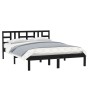 Black solid wood bed frame King Size 150x200 cm by vidaXL, Beds and slatted bases - Ref: Foro24-3105414, Price: 176,58 €, Dis...