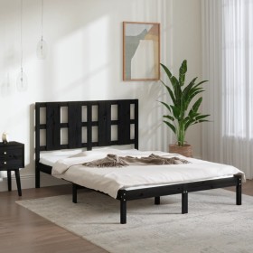 Solid black pine wood bed frame 140x200 cm by vidaXL, Beds and slatted bases - Ref: Foro24-3105604, Price: 164,94 €, Discount: %