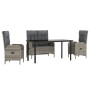 4-piece garden dining set with gray PE rattan cushions by vidaXL, Garden sets - Ref: Foro24-3203507, Price: 689,74 €, Discoun...