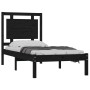 Black solid wood bed frame 100x200 cm by vidaXL, Beds and slatted bases - Ref: Foro24-3105529, Price: 123,24 €, Discount: %