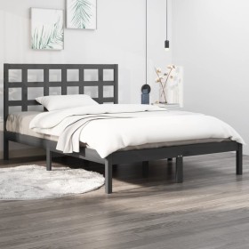 Solid gray pine wood bed frame 200x200 cm by vidaXL, Beds and slatted bases - Ref: Foro24-3105492, Price: 152,99 €, Discount: %