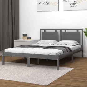 Estructura de cama de madera maciza blanca 140x190 cm de vidaXL, Camas y somieres - Ref: Foro24-3105517, Precio: 163,99 €, De...