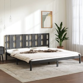 Solid gray pine wood bed frame 200x200 cm by vidaXL, Beds and slatted bases - Ref: Foro24-3105622, Price: 162,99 €, Discount: %