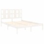 Weißer Massivholzbettrahmen 135x190 cm von vidaXL, Betten und Lattenroste - Ref: Foro24-3105576, Preis: 134,90 €, Rabatt: %