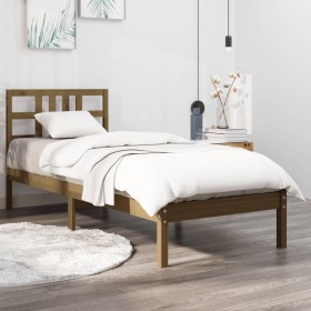 Honey brown solid wood bed frame 100x200 cm by vidaXL, Beds and slatted bases - Ref: Foro24-3105398, Price: 108,99 €, Discoun...