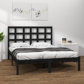 Solid black pine wood bed frame 200x200 cm by vidaXL, Beds and slatted bases - Ref: Foro24-3105494, Price: 152,99 €, Discount: %