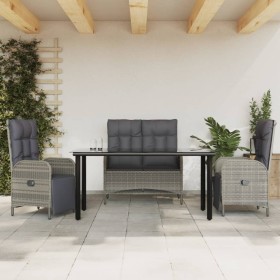 4-piece garden dining set with gray PE rattan cushions by vidaXL, Garden sets - Ref: Foro24-3203508, Price: 593,99 €, Discoun...