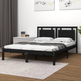 Black solid wood bed frame 140x190 cm by vidaXL, Beds and slatted bases - Ref: Foro24-3105519, Price: 184,99 €, Discount: %