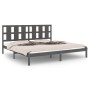 Gray solid wood double bed frame 180x200 cm by vidaXL, Beds and slatted bases - Ref: Foro24-3105617, Price: 189,99 €, Discoun...