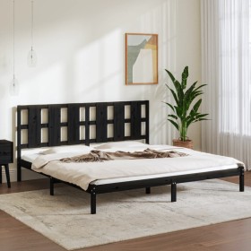 Black solid wood bed frame Supe King 180x200 cm by vidaXL, Beds and slatted bases - Ref: Foro24-3105619, Price: 203,06 €, Dis...