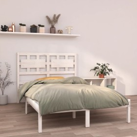 White solid wood bed frame 140x190 cm by vidaXL, Beds and slatted bases - Ref: Foro24-3105646, Price: 133,99 €, Discount: %