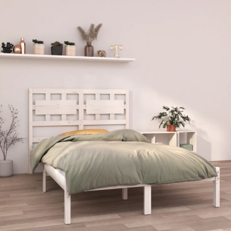 Estructura de cama de madera maciza blanca 140x190 cm de vidaXL, Camas y somieres - Ref: Foro24-3105646, Precio: 132,22 €, De...