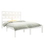 Estructura de cama de madera maciza blanca 140x190 cm de vidaXL, Camas y somieres - Ref: Foro24-3105646, Precio: 132,22 €, De...