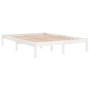 Estructura de cama de madera maciza blanca 140x190 cm de vidaXL, Camas y somieres - Ref: Foro24-3105646, Precio: 132,22 €, De...