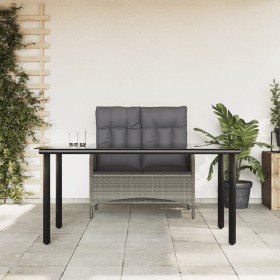 2-teilige Garten-Essgruppe mit grauen Kissen aus synthetischem Rattan von vidaXL, Gartensets - Ref: Foro24-3203506, Preis: 30...