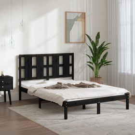 Solid black pine wood bed frame 140x190 cm by vidaXL, Beds and slatted bases - Ref: Foro24-3105584, Price: 162,99 €, Discount: %