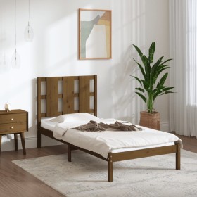 Solid pine wood bed frame honey brown 100x200 cm by vidaXL, Beds and slatted bases - Ref: Foro24-3105593, Price: 115,99 €, Di...