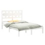 Estructura de cama de madera maciza blanca 140x200 cm de vidaXL, Camas y somieres - Ref: Foro24-3105666, Precio: 128,71 €, De...