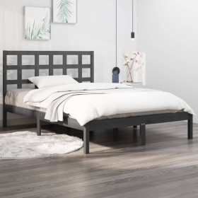 Gray solid wood bed frame 140x190 cm by vidaXL, Beds and slatted bases - Ref: Foro24-3105452, Price: 142,07 €, Discount: %