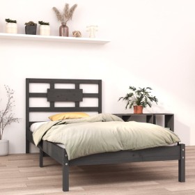 Gray solid wood bed frame 100x200 cm by vidaXL, Beds and slatted bases - Ref: Foro24-3105657, Price: 100,99 €, Discount: %