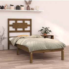 Estructura de cama madera maciza marrón miel 75x190 cm de vidaXL, Camas y somieres - Ref: Foro24-3105628, Precio: 96,99 €, De...