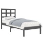 Estructura de cama de madera maciza gris 100x200 cm de vidaXL, Camas y somieres - Ref: Foro24-3105462, Precio: 97,88 €, Descu...