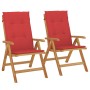 Reclining garden chairs and cushions 2 pcs solid teak wood by vidaXL, Garden chairs - Ref: Foro24-3196439, Price: 304,05 €, D...