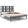 Estructura de cama de madera maciza de pino gris 140x190 cm de vidaXL, Camas y somieres - Ref: Foro24-3105582, Precio: 148,39...