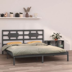 Estructura de cama de madera maciza de pino gris 160x200 cm de vidaXL, Camas y somieres - Ref: Foro24-3105677, Precio: 164,99...