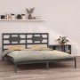 Estructura de cama de madera maciza de pino gris 160x200 cm de vidaXL, Camas y somieres - Ref: Foro24-3105677, Precio: 164,69...