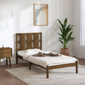 Honey brown solid pine wood bed frame 90x200 cm by vidaXL, Beds and slatted bases - Ref: Foro24-3105588, Price: 116,99 €, Dis...