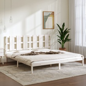 Solid white pine wood bed frame 200x200 cm by vidaXL, Beds and slatted bases - Ref: Foro24-3105621, Price: 143,99 €, Discount: %