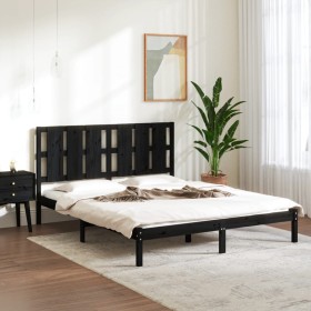 Estructura de cama madera maciza negra King Size 150x200 cm de vidaXL, Camas y somieres - Ref: Foro24-3105609, Precio: 180,99...