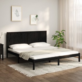 Estructura de cama de madera maciza de pino negra 200x200 cm de vidaXL, Camas y somieres - Ref: Foro24-3105754, Precio: 175,9...