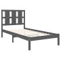 Solid gray pine wood bed frame 100x200 cm by vidaXL, Beds and slatted bases - Ref: Foro24-3105592, Price: 104,47 €, Discount: %