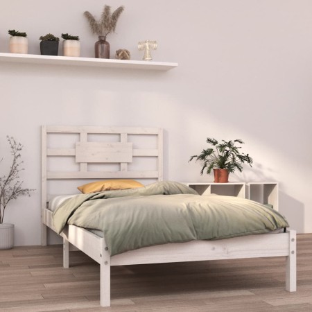 Estructura de cama madera maciza de pino blanca 90x200 cm de vidaXL, Camas y somieres - Ref: Foro24-3105651, Precio: 91,39 €,...