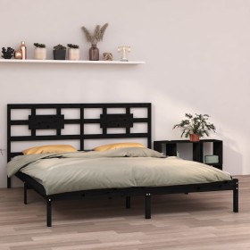 Black solid wood bed frame Supe King 180x200 cm by vidaXL, Beds and slatted bases - Ref: Foro24-3105684, Price: 189,57 €, Dis...