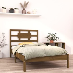 Honey brown solid wood bed frame 100x200 cm by vidaXL, Beds and slatted bases - Ref: Foro24-3105658, Price: 111,19 €, Discoun...