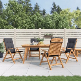 Liegende Gartenstühle und Kissen, 4 Stück, massives Teakholz von vidaXL, Gartenstühle - Ref: Foro24-3196463, Preis: 572,77 €,...