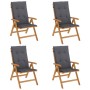 Reclining garden chairs and cushions 4 pcs solid teak wood by vidaXL, Garden chairs - Ref: Foro24-3196463, Price: 572,77 €, D...