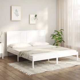 Solid white pine wood bed frame 200x200 cm by vidaXL, Beds and slatted bases - Ref: Foro24-3105751, Price: 164,99 €, Discount: %