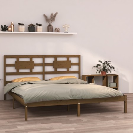 Honey brown solid wood bed frame Super King 180x200 cm by vidaXL, Beds and slatted bases - Ref: Foro24-3105683, Price: 184,78...