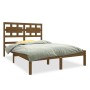 Honey brown solid wood double bed frame 120x190 cm by vidaXL, Beds and slatted bases - Ref: Foro24-3105638, Price: 130,51 €, ...