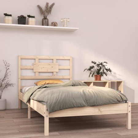 Solid pine wood bed frame 90x200 cm by vidaXL, Beds and slatted bases - Ref: Foro24-3105650, Price: 86,16 €, Discount: %