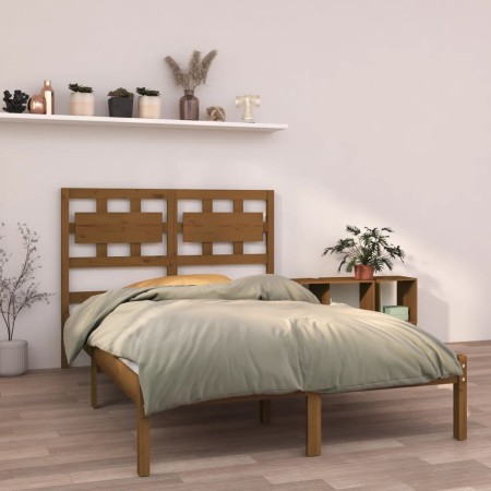 Honey brown solid wood bed frame 140x190 cm by vidaXL, Beds and slatted bases - Ref: Foro24-3105648, Price: 165,52 €, Discoun...