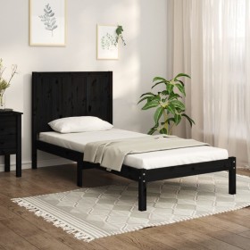 Solid black pine wood bed frame 90x200 cm by vidaXL, Beds and slatted bases - Ref: Foro24-3105719, Price: 111,99 €, Discount: %