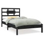 Black solid wood single bed frame 90x190 cm by vidaXL, Beds and slatted bases - Ref: Foro24-3105634, Price: 124,00 €, Discoun...