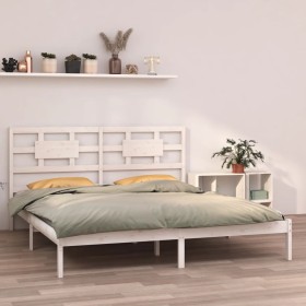 White solid wood bed frame 200x200 cm by vidaXL, Beds and slatted bases - Ref: Foro24-3105686, Price: 139,99 €, Discount: %